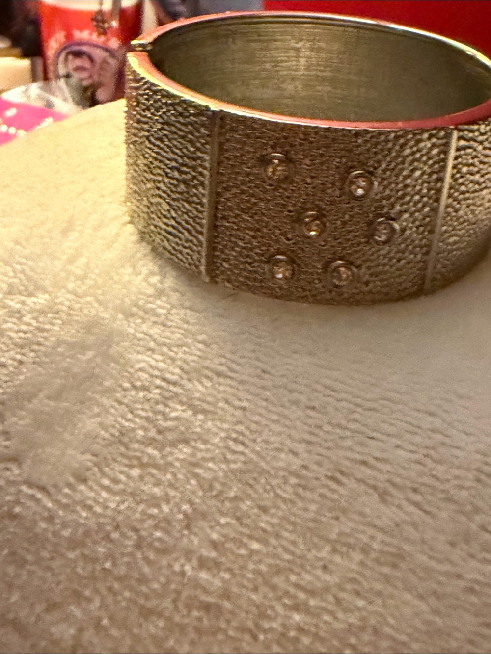 Source Unknown Gold Textured Bangle with Stud Detailing